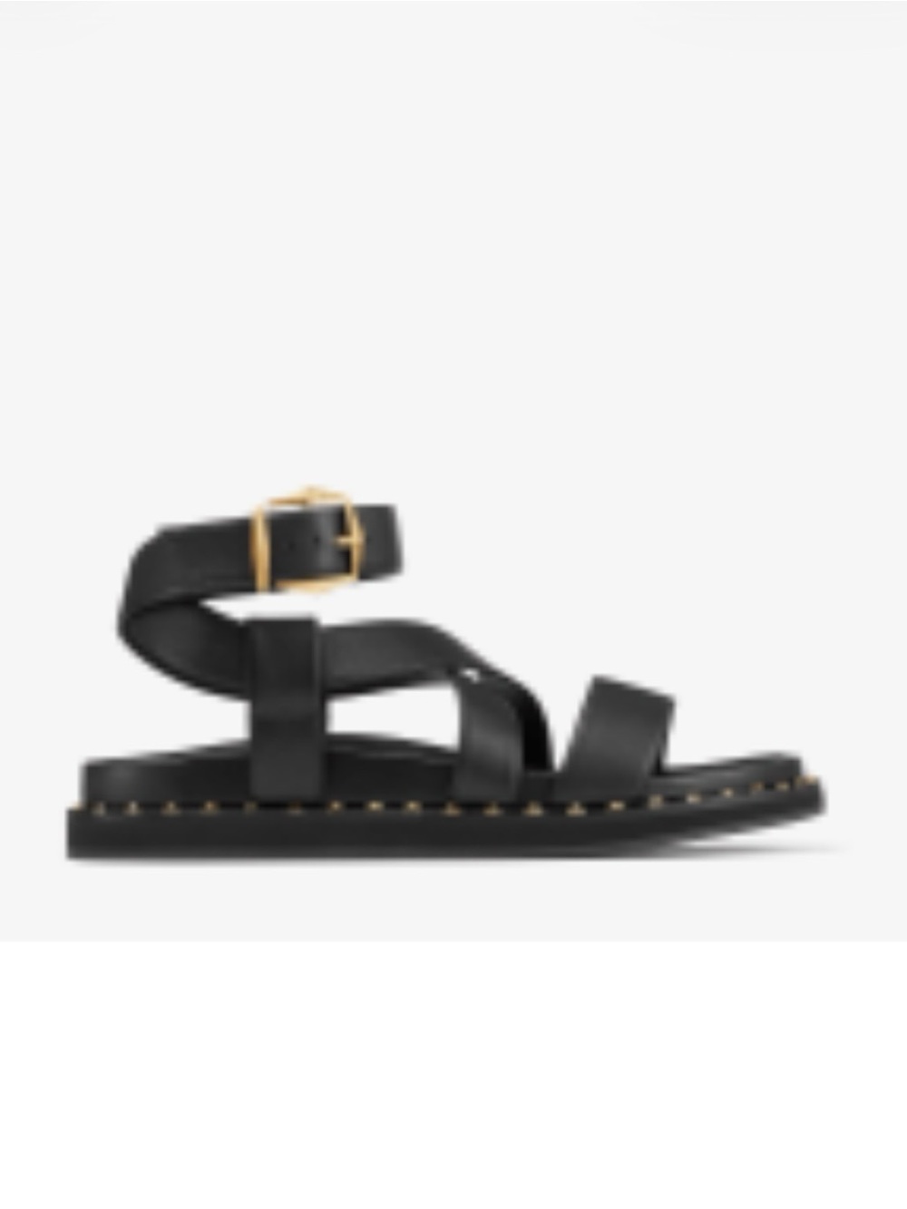 Jimmy Choo Black Leather Strappy Ankle Sandal with Gold Buckle